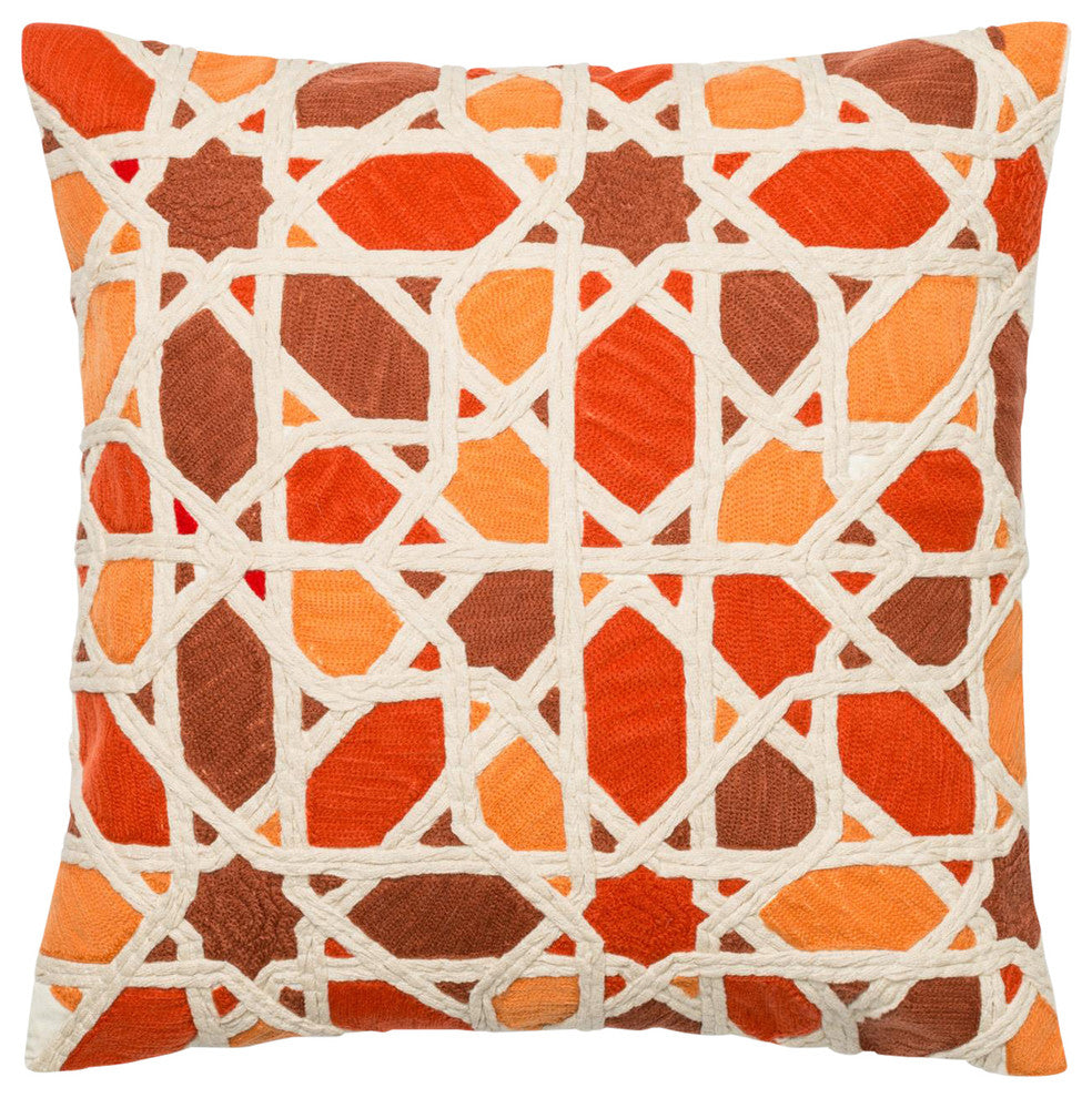 18"x18" Orange and Red Decorative Throw Pillow by Loloi, Down Insert