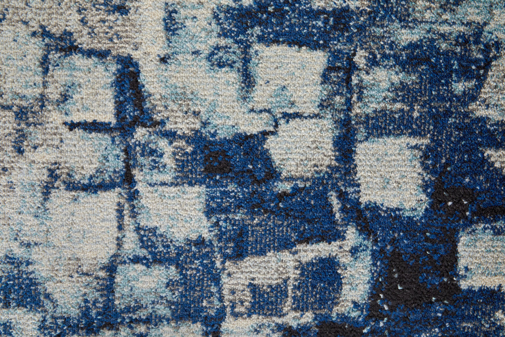 Weave & Wander Adelmo Abstract Contemporary Rug, Navy/Blue, 3'x5'