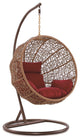 Zolo Hanging Lounge Egg Swing Chair, Red and Saddle Brown