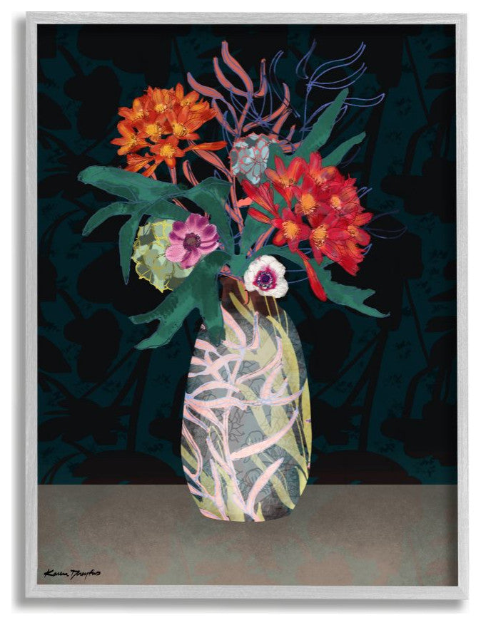 Flower Vase Pattern Collage Design, 16"x20"