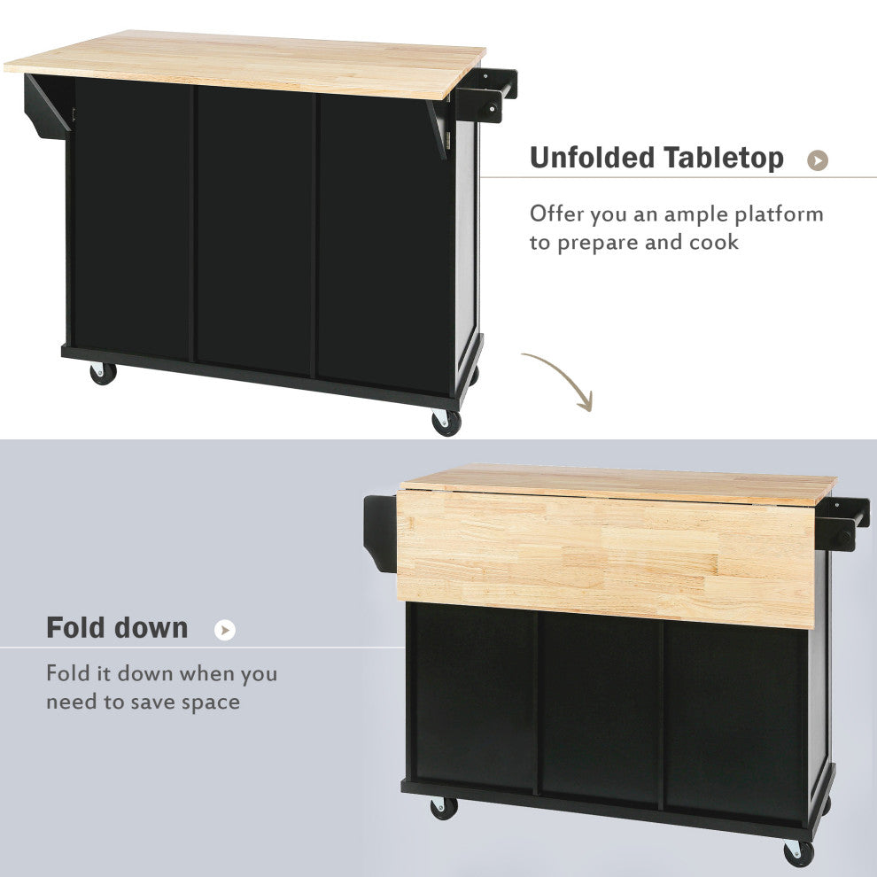 Black/Blue/White MDF Kitchen Cart Multifunctional, Storage Cabinet, Black