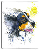 Dog and Yellow Ball Watercolor, Abstract Canvas Art Print, 12"x20"