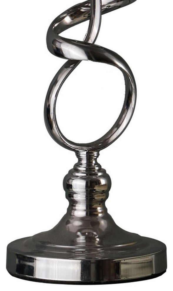 Table Lamp With Curved Abstract Metal Base, Silver