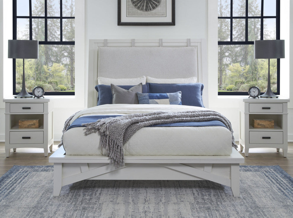 King Platform Bed With 2 Nightstands, Queen