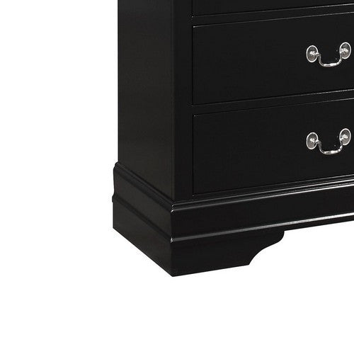 Benzara BM215250 Transitional Style 6 Drawer Dresser With Metal Pulls, Black