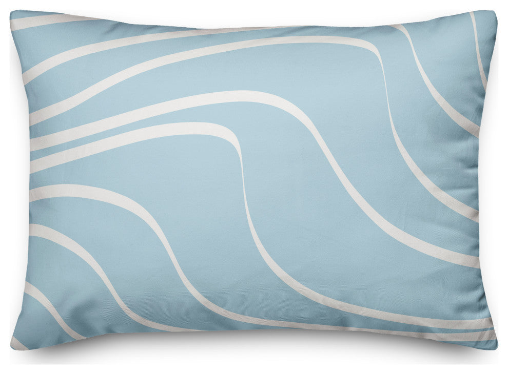 Wavy Lines On Blue 20x14 Spun Poly Pillow
