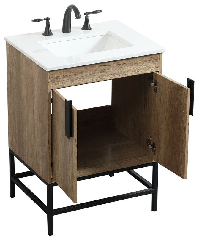 Home Living 19" Modern Natural Oak-Light Bathroom Vanity