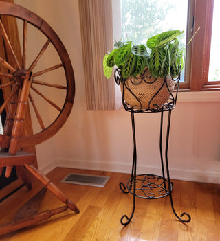 Wrought Iron Round Scroll Standing Floor Planter 30" Classic Vintage Style