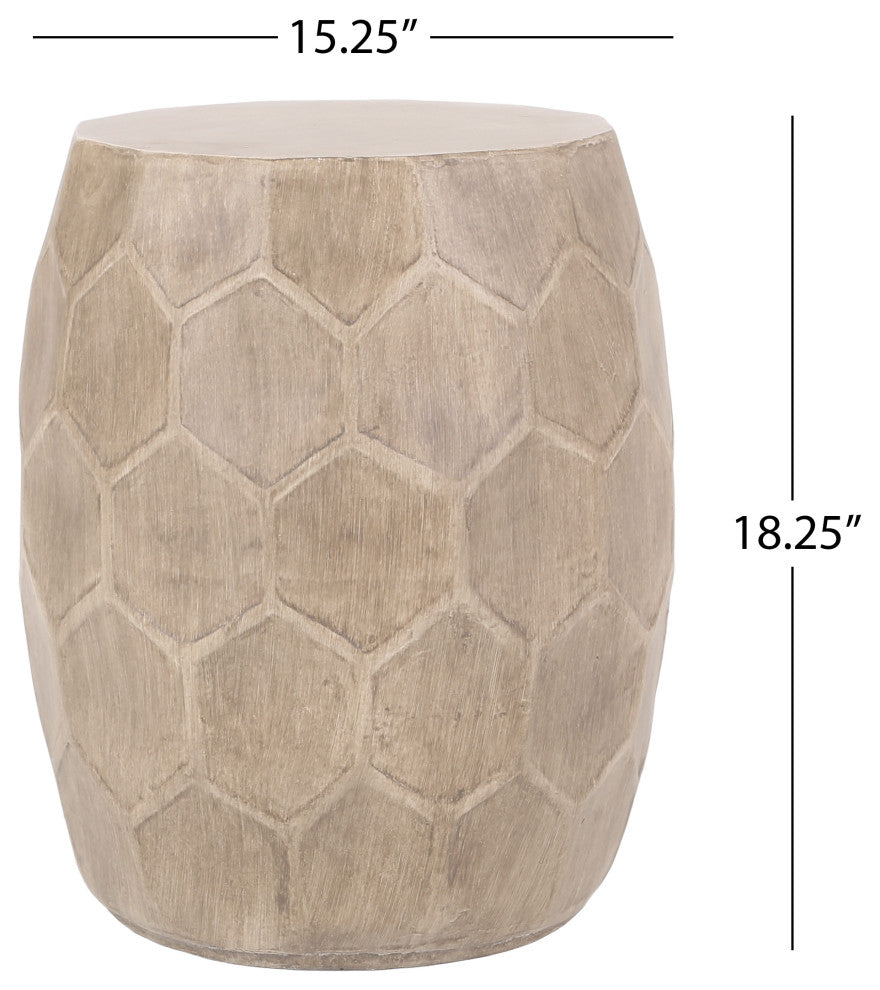 Ardson Outdoor Lightweight Concrete Side Table, Natural Wood