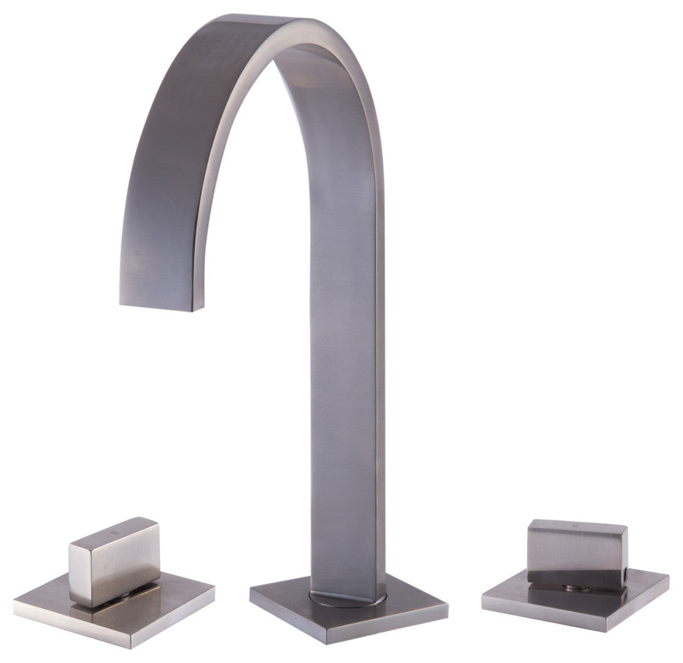 ALFI brand AB1336-BN Brushed Nickel Gooseneck Widespread Bathroom Faucet