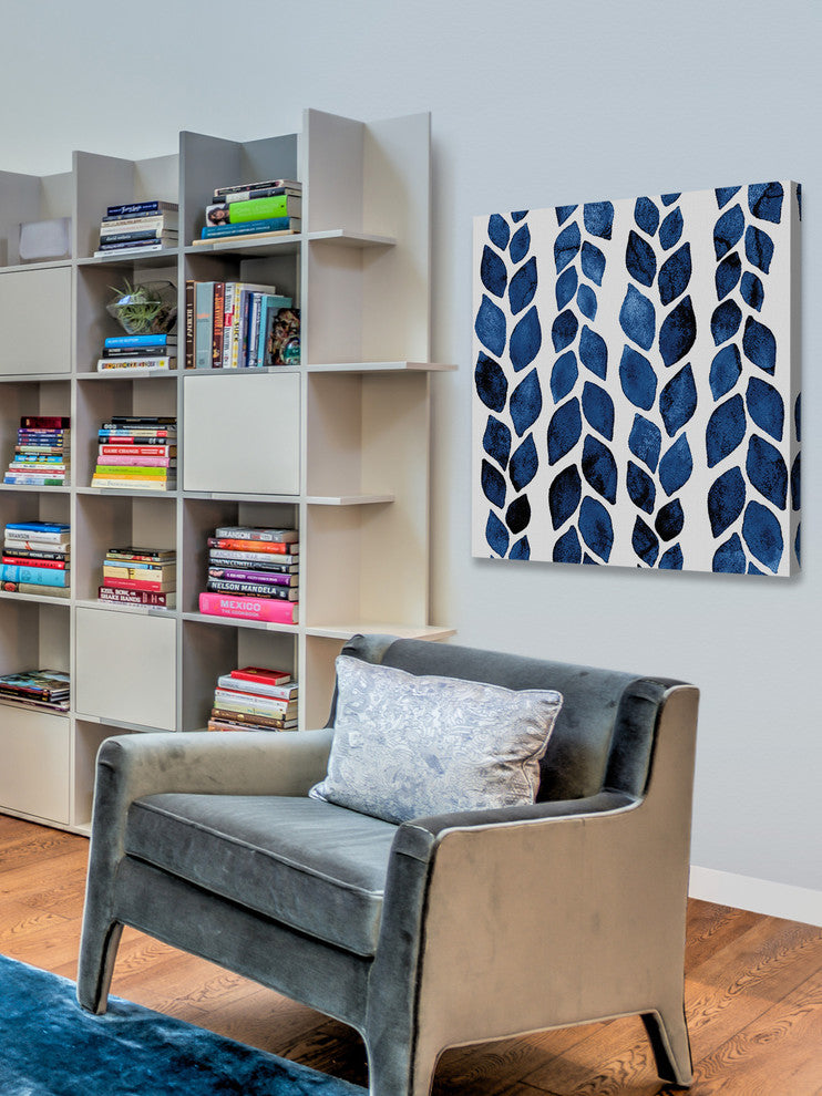 "Blue Petal Tracks" Painting Print on Wrapped Canvas