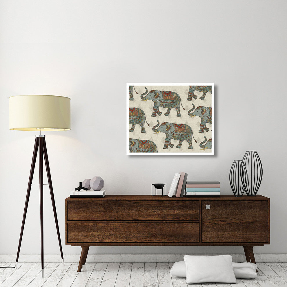 "Elephant Caravan Pattern" Digital Paper Print by Daphne Brissonnet, 37"x30"
