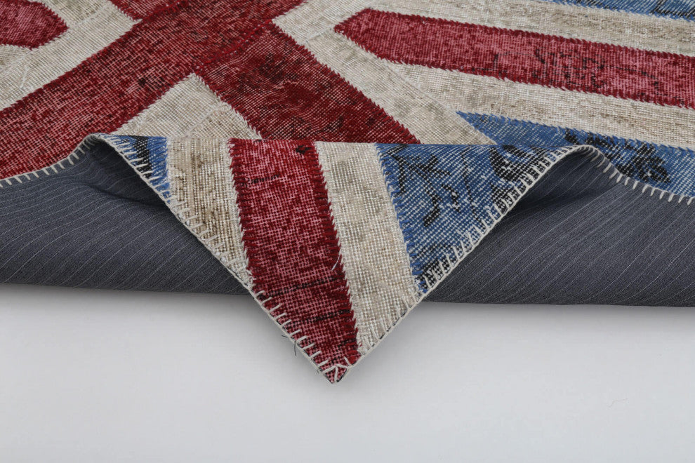 Rug N Carpet - Hand-knotted Oriental 4' 0'' x 6' 0'' Flag Patchwork Rug