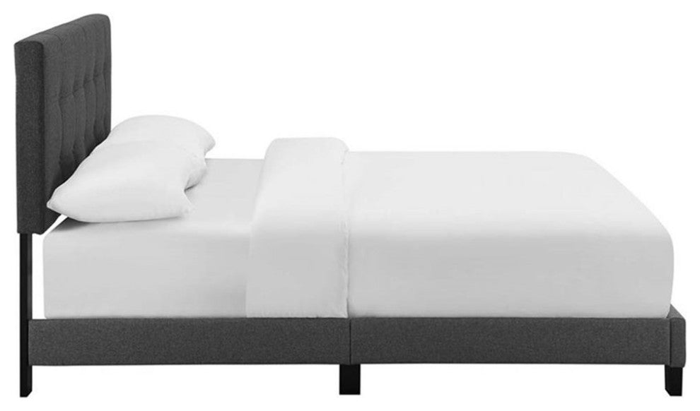 Modway Amira Full Modern Upholstered Polyester Fabric Bed in Gray