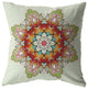20" Orange Green Mandala Decorative Suede Throw Pillow