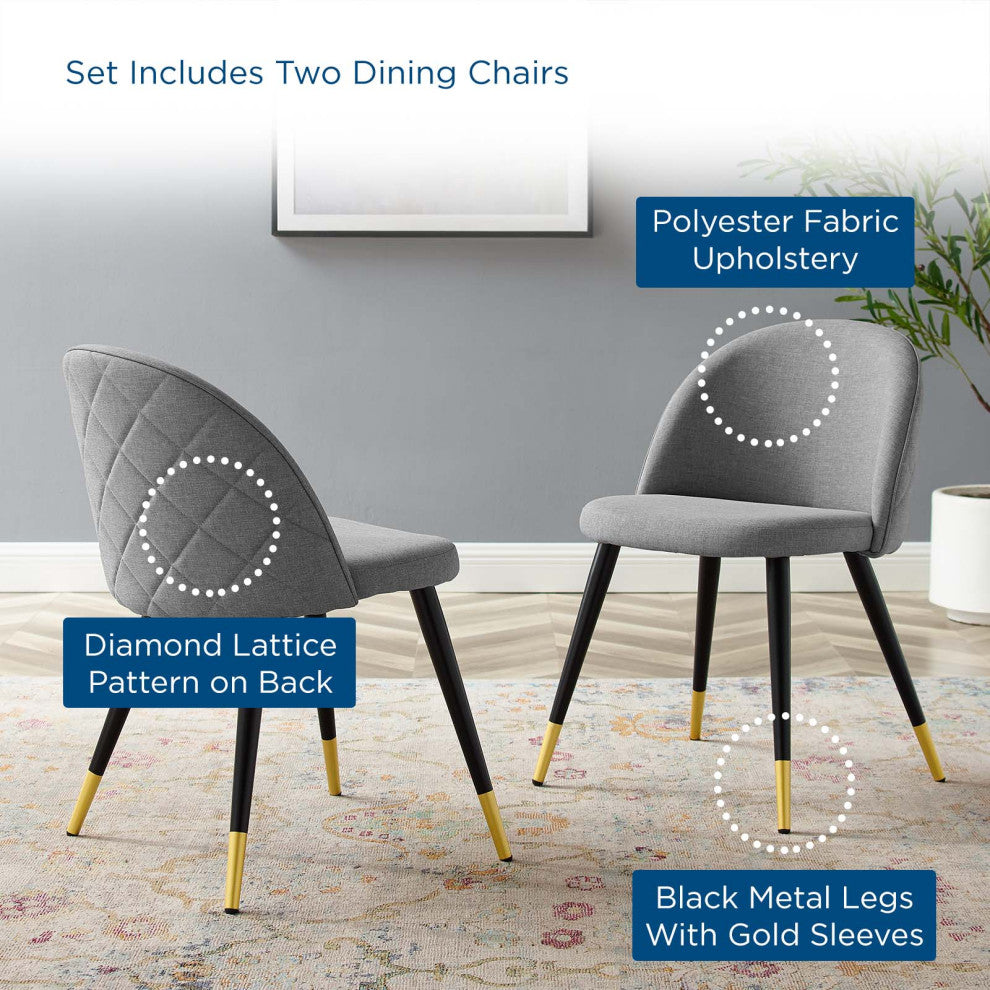 Cordial Upholstered Fabric Dining Chairs Set of 2, Light Gray