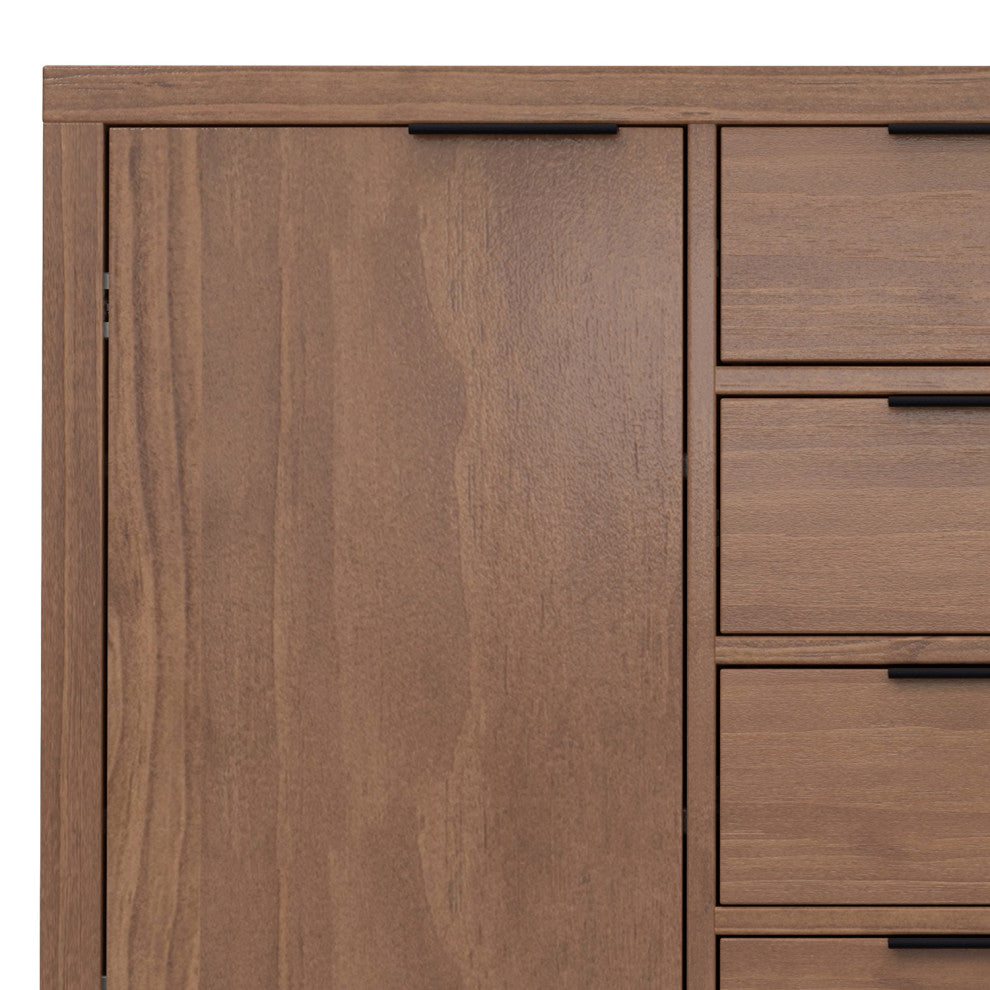 Hollander Solid Wood Sideboard Buffet, Medium Saddle Brown