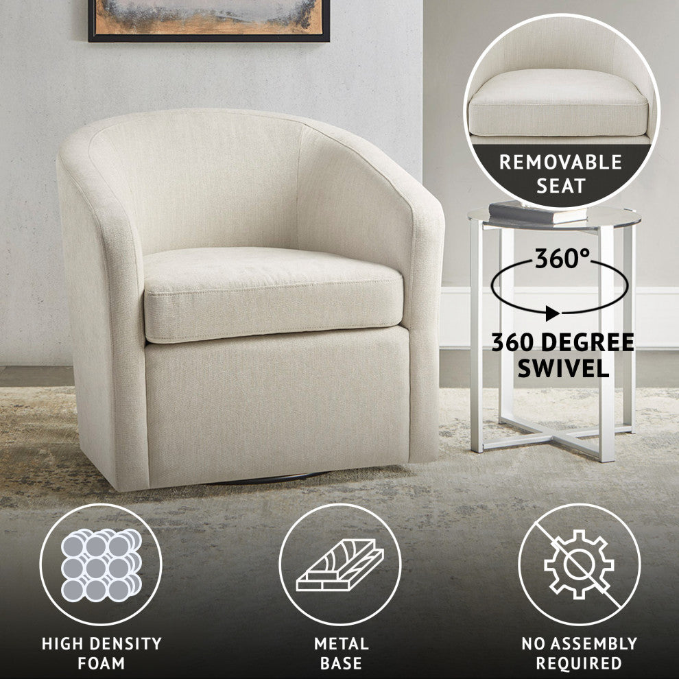Martha Stewart Amber Low Back Tub Style Swivel Accent Chair, Ivory