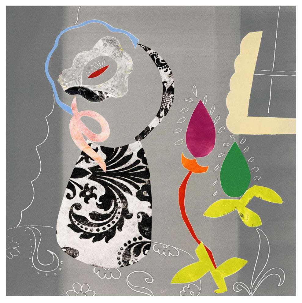 "Still Life with Damask Vase" Digital Paper Print by Joan Elan Davis, 20"x20"