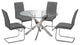 Alison 5-Pieces Modern Dinette Set With Glass Top, Gray