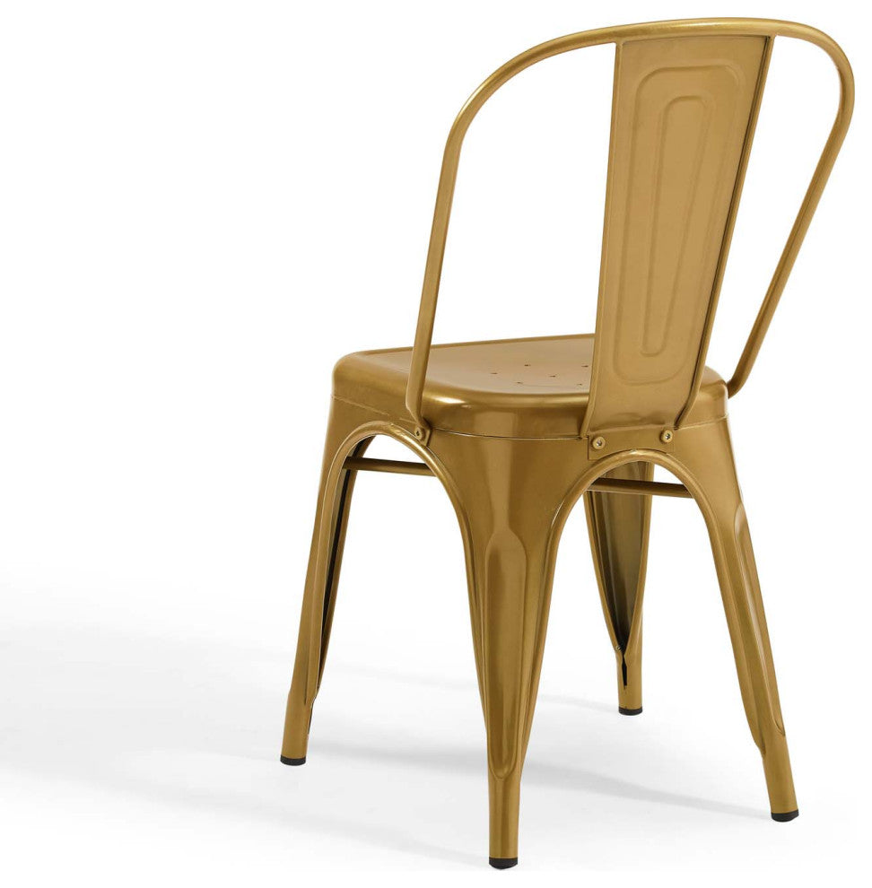 Side Dining Chair, Set of 2, Metal, Gold, Modern, Bistro Restaurant Hospitality
