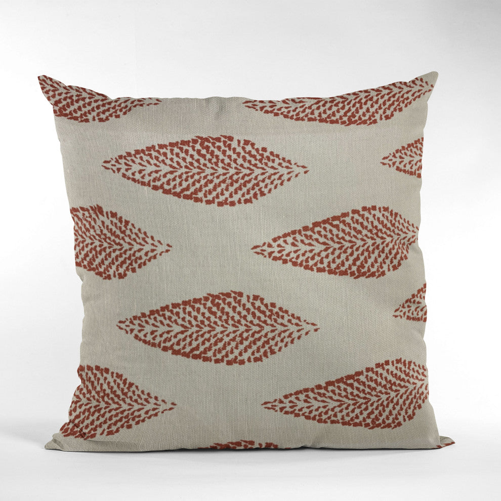 Plutus Red Large Leafs Floral Luxury Throw Pillow, 26"x26"