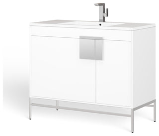 The Lancado Bathroom Vanity, White, 40", Single Sink, Freestanding