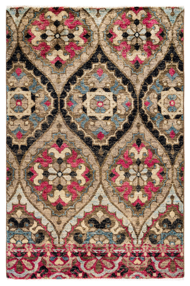 Modern, One-of-a-Kind Hand-Knotted Area Rug Multi, 4' 0" x 6' 0"