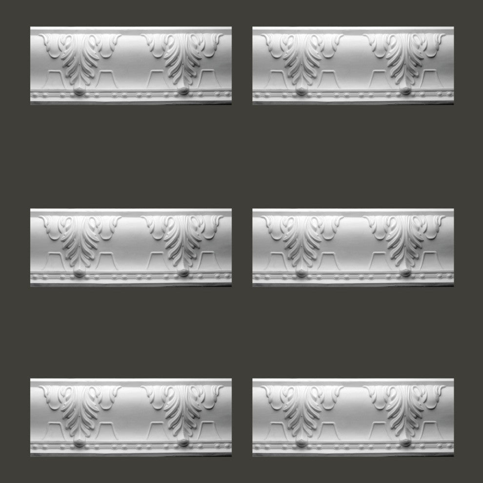 Cornice White Urethane Autumn Melody Design 6 Pieces Totaling 476.25" Length