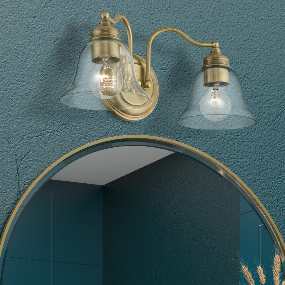 Moreland 2 Light Antique Brass Vanity Sconce