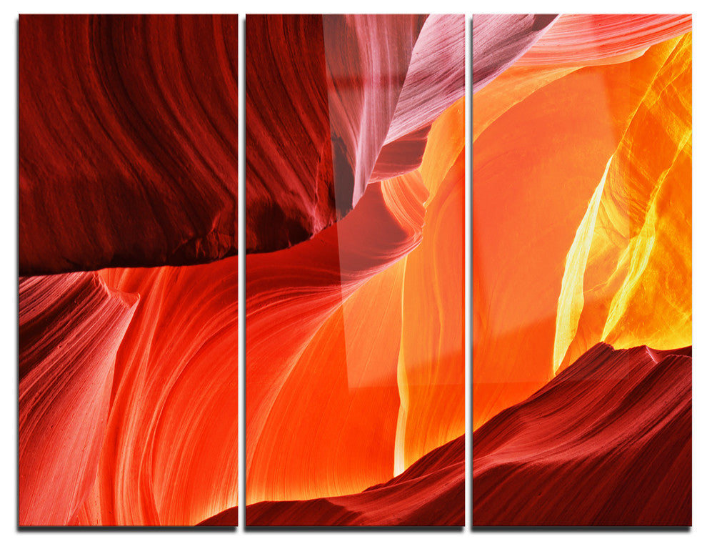 "Midday in Antelope Canyon" Photo Metal Wall Art, 3 Panels, 36"x28"