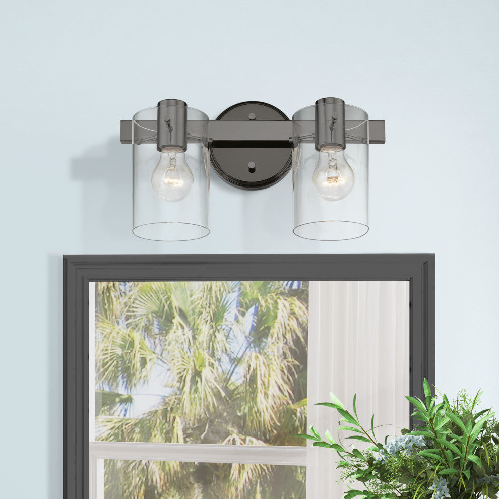 Munich 2 Light Black Chrome Vanity Sconce