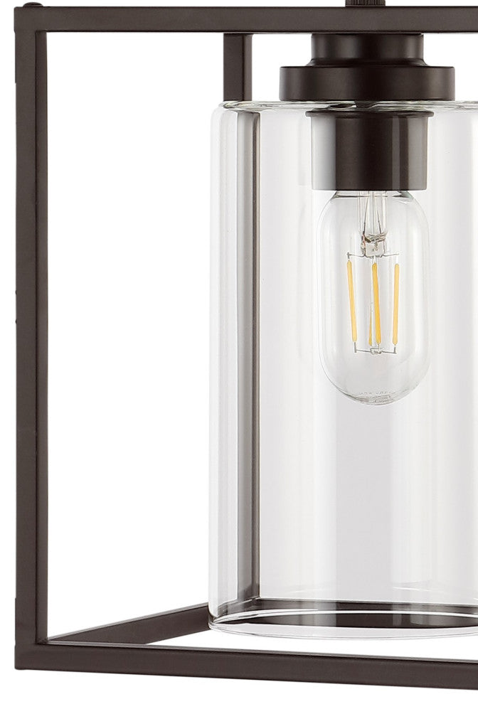 Quinn 8.13" 1-Light Industrial Farmhouse Iron/Glass Pendant, Oil Rubbed Bronze