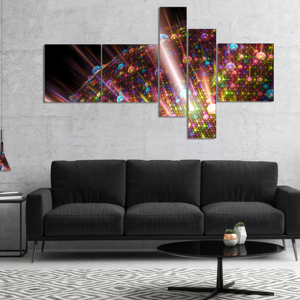 Multi Color Solar Bubbles Planet, Abstract Canvas Art Print, 60"x32", 5 panels