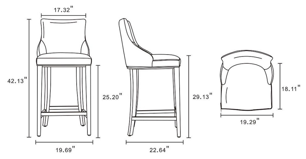 Manhattan Comfort Shubert Barstool, Set of 2