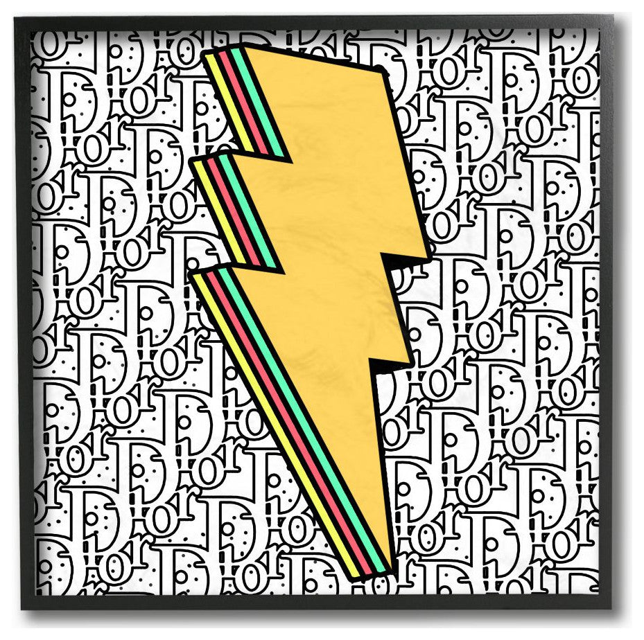 Lightning Bolt Shape Pop Art over High Fashion Pattern12x12