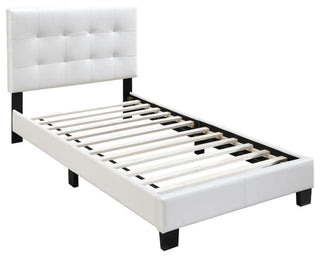 Faux Leather Upholstered Bed, White, Full