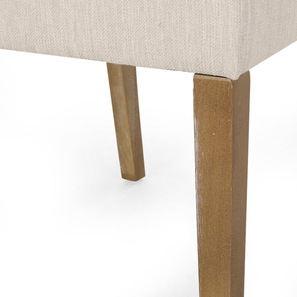 Kuna Contemporary Upholstered Dining Chair, Set of 2, Beige/Weathered Brown