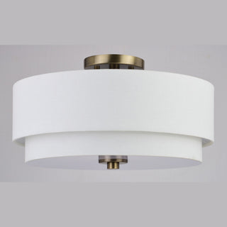 Burnaby Mid-Century Drum Semi Flush Ceiling Light, Matte Brass, 16"Wx9"Hx16"D