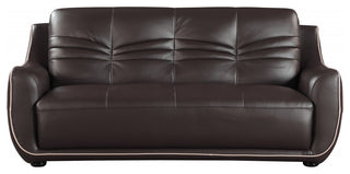 2-Piece Indoor Brown Genuine Leather Five Person Seating Set