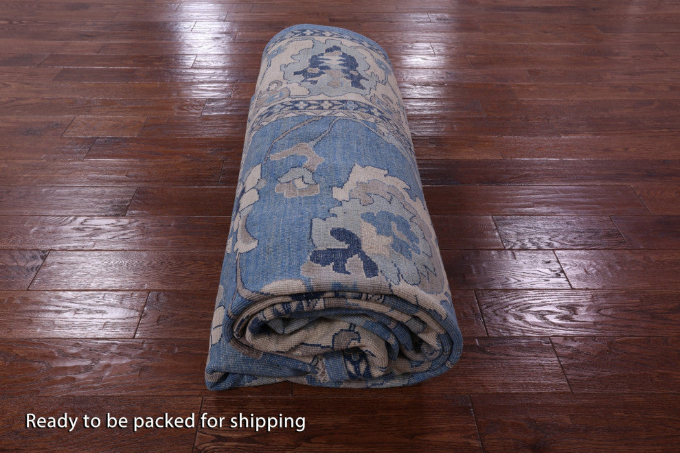 9' 9" X 13' 4" White Wash Peshawar Handmade Wool Rug Q9538