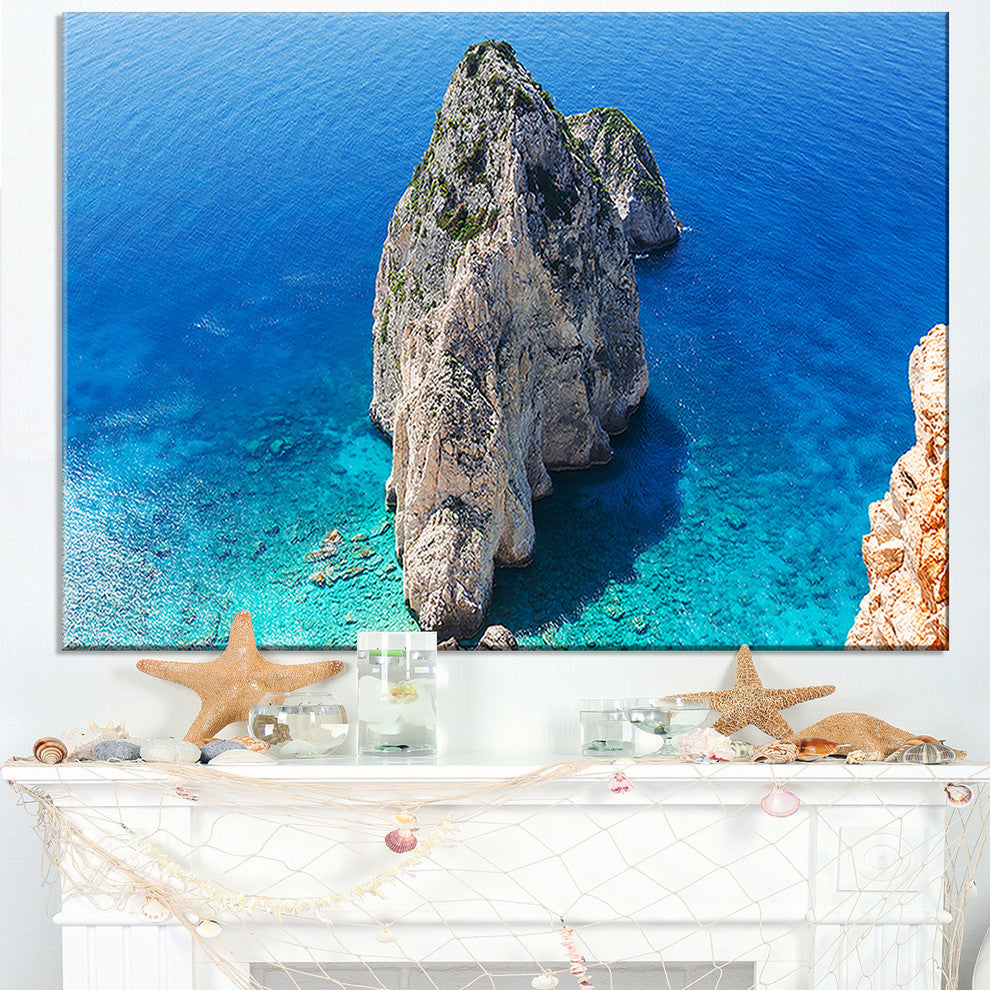 "Zakynthos Beautiful Rocky Coast" Seashore Canvas Art, 40"x20"