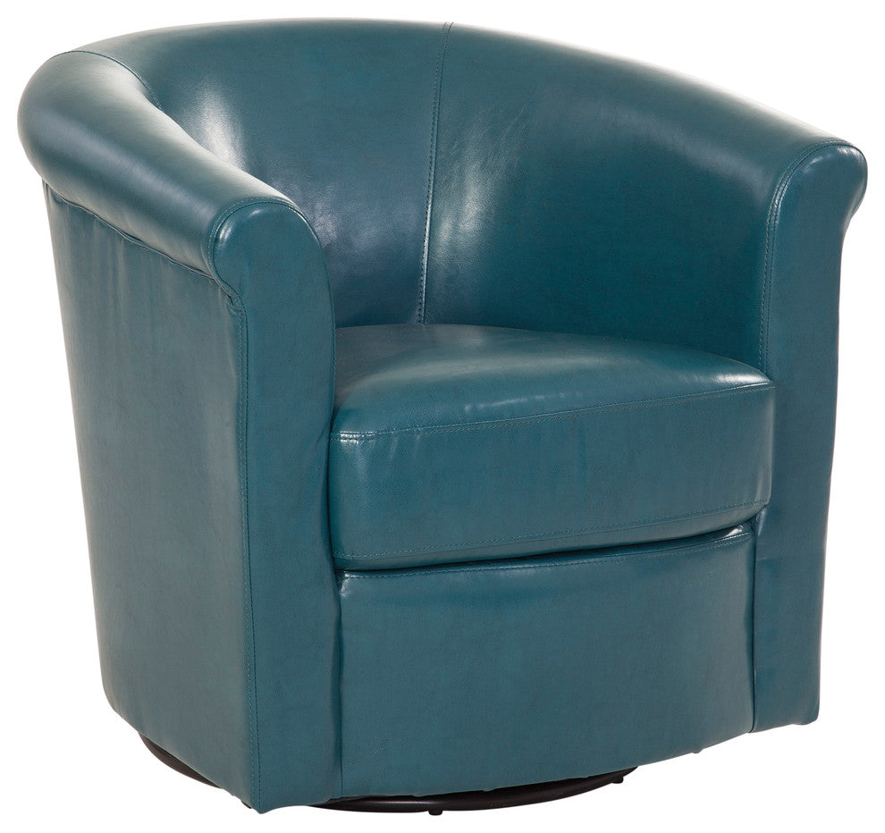 Marvel 360 Swivel Barrel Chair by Grafton Home, Peacock Faux Leather
