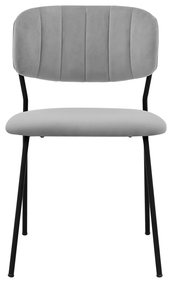 Carlo Gray Velvet and Metal Dining Room Chairs, Set of 2