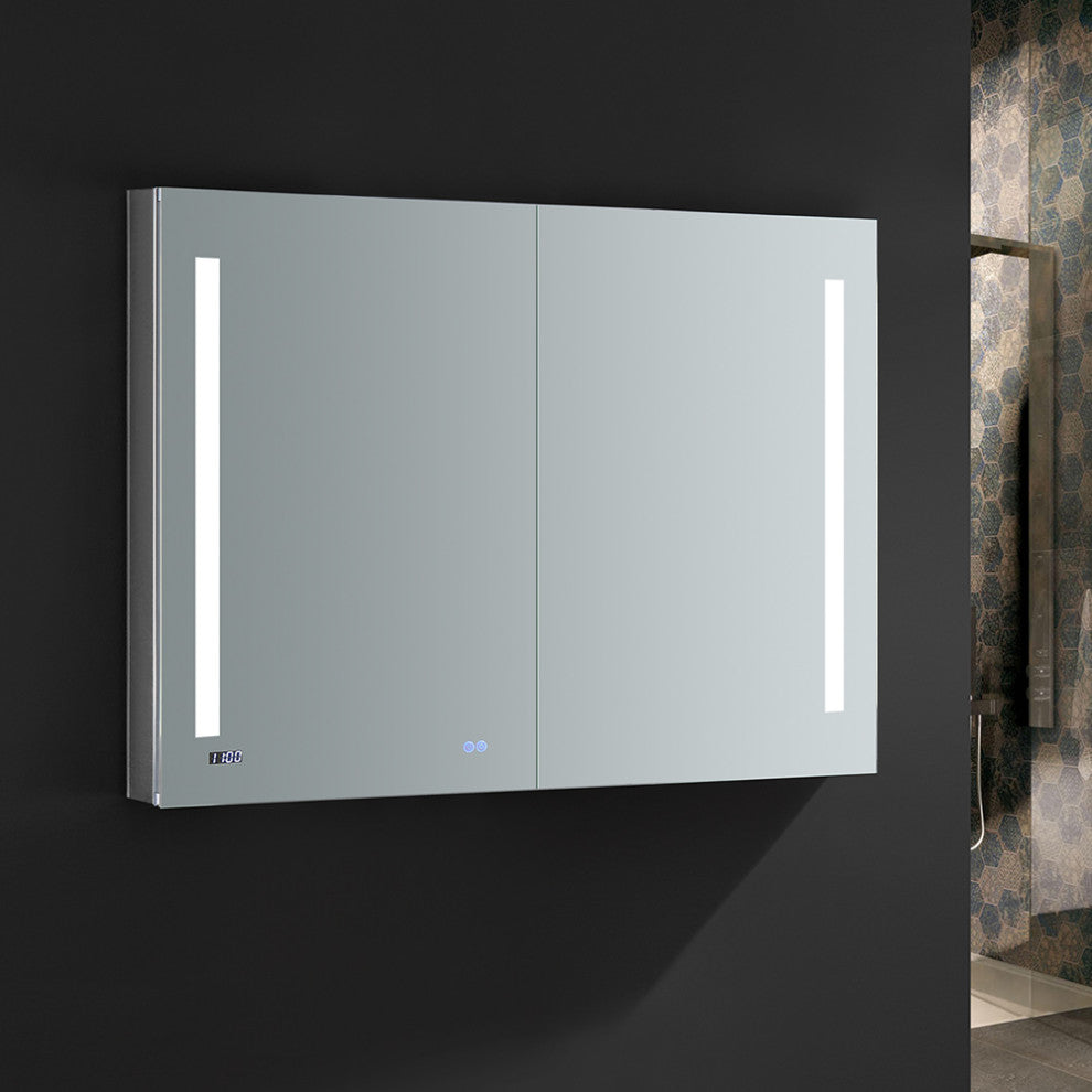 Tiempo Bathroom Medicine Cabinet With LED Lighting and Defogger, 48"x36"
