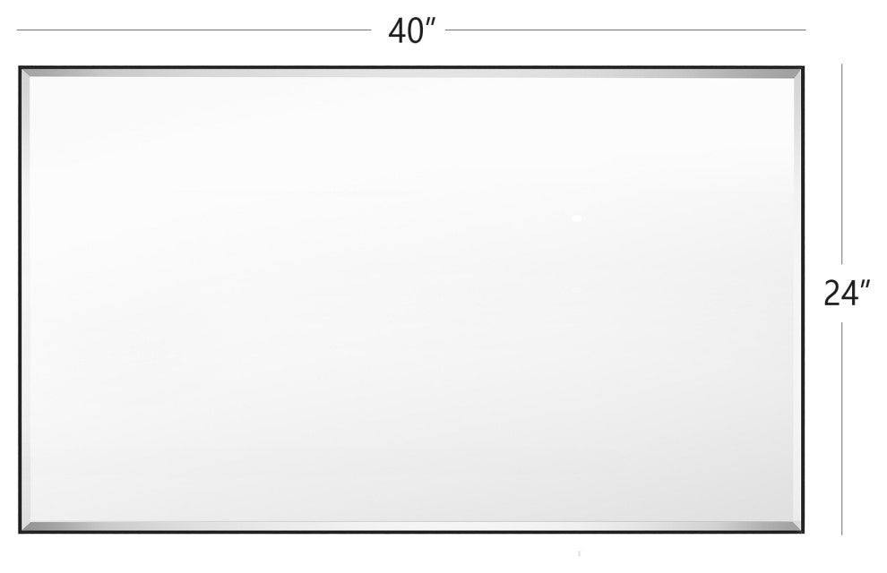 Metal Framed Rectangle Beveled Edge Wall Mirror Bathroom Vanity Mirror, Black, 24"x40"