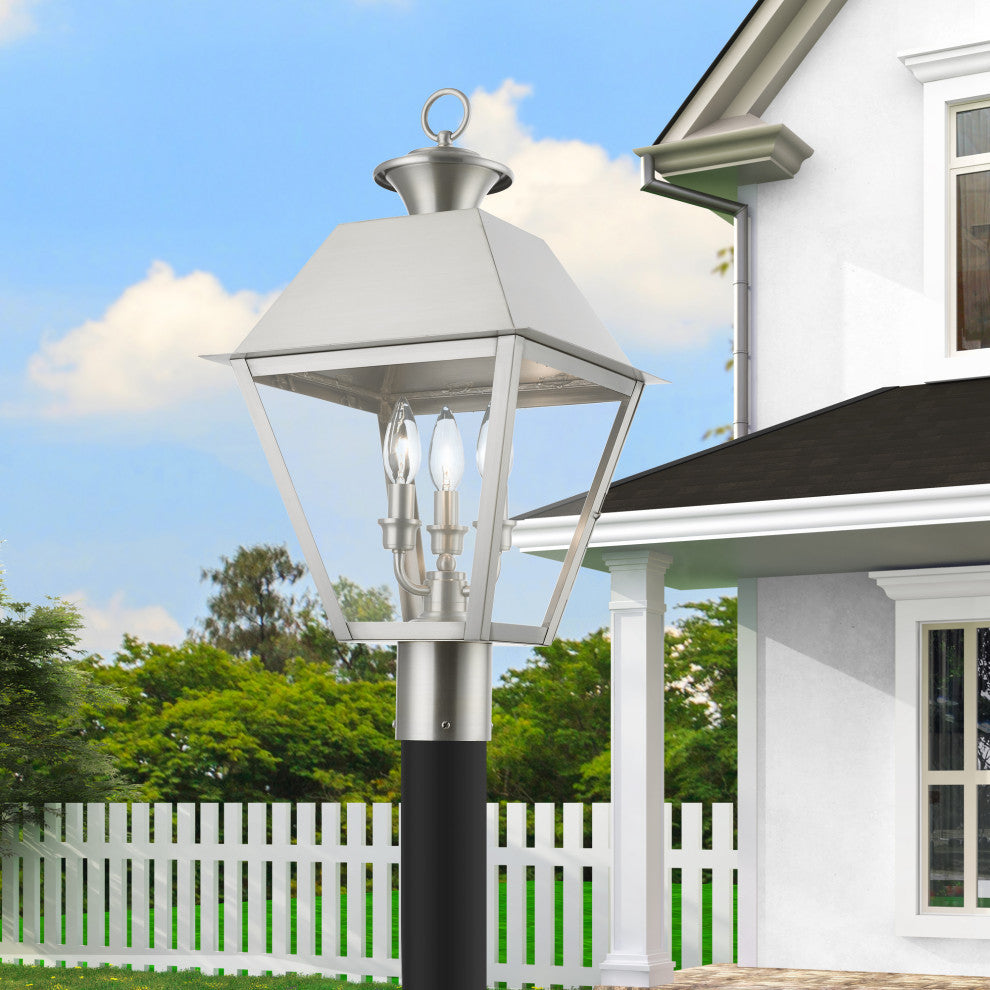 Wentworth 3 Light Brushed Nickel Outdoor Large Post Top Lantern