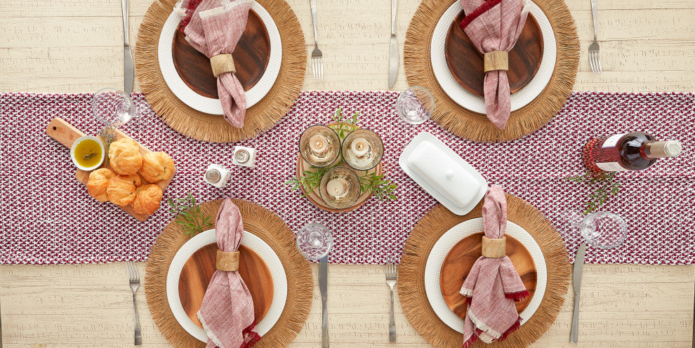 Barn Red Woven Table Runner 15x108