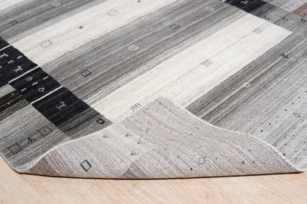 Gray Transitional Modern Gabbeh Area Rug