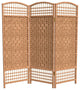 4' Tall Fiber Weave Room Divider, Natural, 3 Panels